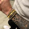 4 teile/satz Klassische Handgemachte Flechten Armband Gold Hip Hop Männer Pflastern CZ Zirkon Krone Römische Ziffer Luxus Schmuck Geschenk Valentinstag 160O