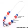 4 juli barn baby mode usa flagga stil hjärta / stjärna hängande halsband diy chunky bubblegum pärlor halsband justera rep