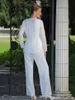2019 Yeni Zarif Anne Gelin 3 Parça Pantolon Suit Şifon Plaj Düğün anneler Damat Törenlerinde Ucuz Kolsuz Anneler Resmi giymek