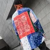2019 봄 여름 꽃 인쇄 남자 대형 셔츠 불규칙한 밑단 디자인 빈티지 남자 긴 셔츠 펑크 힙합 스트리트웨어 235s