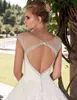 Lindo Scoop Cap Sleeves Uma linha Vestidos de Noiva 2020 Tule Macio Cristal de Cristal Vestidos de Novia Princesa Vestido Nupcial Personalizar
