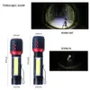 Mini lanterna portátil com luz lateral de espiga 4 modos de iluminação XPE lâmpada beads iluminação 150 metros movidos por pilhas AA