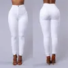 Damskie Dżinsy Denim Chude Legginsy White Red Sex Stretch Spodnie dla kobiet Wysokiej talii Spodnie ołówkowe S-3XL