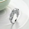 Holiday Gift 925 silver genuine White Zircon Topaz Gems Rings Lover Rings Wedding Party Rings Free shipping