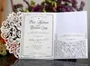 Glittery Wedding Invitation Cards Kits Spring Flower Laser Cut Pocket Bridal Invitation Card For Engagement Graduate Birthday Party Invites