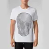 Camisas Designer designer curto t-shirt simples designer t homens pleins mens phillip pp philipps manga homens marca roupas moda strass grande crânio wo 707