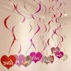 Cyuan 12 pz/lotto PVC Amore Cuore Foglio Appeso Turbinii Ornamenti A Spirale Giorno di San Valentino Anniversario di Matrimonio Decorazione Del Partito Forniture