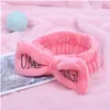 Ny OMG Letter Coral Fleece Wash Face Bow Hairbands For Women Girls Headbands Headwear Hairbands Turban Baby Hair Accessories