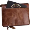 Genuine Crazy Horse Cowhide Leather Men Wallet Short Coin Purse Small Vintage Designer Wallets Brand High Quality