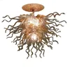 Geblazen Glazen Kroonluchters Aangepaste Murano Opknoping LED Hanglamp Woonkamer Kroonluchter Verlichtingen Clear Amber Color 70cm Moderne kunst ontworpen lichten