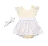 Ins estate infantile bambino neonate in pizzo manica rompers gonna abito bambini bambini bambini floreali gonna onesies pagliaccetti con bowknot fascia 14788