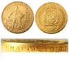 1923-1982 9PCs verschiedene Daten sowjetische russische 1 Chervonetz 10 Rubel CCCP UdSSR Branded Edge Gold Plated Russland Münzen Kopie199h