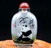 Chiński Handmade Wewnątrz Malowane Bambusowe i Panda Szklana butelka Stabuff Skaff