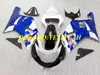 دراجة نارية هدية عدة لSUZUKI GSXR600 03 02 01 750 K1 GSXR600 GSXR750 2001 2002 2003 ABS الأعلى Fairings للأبيض أزرق مجموعة + هدايا SM39