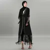 Abito Abaya musulmano da donna Cardigan in pizzo patchwork Abito musulmano nero Caftano Dubai Hijab Taglie forti 4XL Abbigliamento islamico