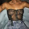 Forma criptográfica Off Bralette Bralette Crop Top Transparente Lace Top Mulheres Strapless Sexy Tirem Up Tanques 2018 Cami Curta Y190123