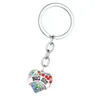 Heart Shape Crystal Key Chains Jewelry Best Friend Vintage Silver Colorful Diamond Keychain Key Rings Fashion Family DAD MOM Charms Keyrings