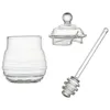 Burkar transparent glas honungsburk med lock honungburk med dipper, klar, 9 uns