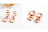 Fashion designer di lusso oro rosa titanio diamante zircone semplice scatola quadrata pendente cerchio orecchini per donna