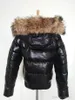 M Women Jacket Thickening Short Parkas Real Raccoon Fur Collar Hood Down Coat Black red Color jacketstop