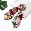 Floral Print Scrunchie Kvinnor Hår Scarf Elastisk Bohemian Hårband Bow Hair Gummi Toppar Tjejer Ties Tillbehör