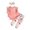 Pasgeboren baby romper set baby meisjes massief gebreide kanten kanten lange mouw romper kinderen casual kleding set bowtie kleine bloemenbroek met 7637475