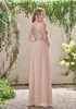 Rose Gold Cekinowa Druhna Dress Długa Szyfonowa Halter Linia Paski Ruffles Blush Pink Maid of Honor Wedding Guest Suknie