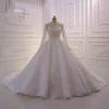 Luxe musulman manches longues robe de bal robes de mariée col haut dentelle appliqué perlé grande taille robes de mariée robe de mariee