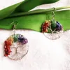 10pair arbre de vie boucles d'oreilles arc-en-pierre de cuivre fil de cuivre boucles d'oreilles arbre multicolore perlé 7 reiki chakra dangle boucles d'oreilles cadeau de fête des mères