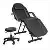 Wholesales HOT Sales Adjustable Beauty Salon SPA Massage Bed Tattoo Chair with Stool Black