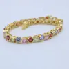 Bracciale da polso multicolore pavimentato con zirconi a taglio rotondo Catena da polso in oro giallo 18 carati Moda femminile da donna di lusso Briallant Bracciale regalo