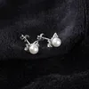 Cute Cat Stud Earrings - Diamond Pearl Earrings, Classic Fashion Cat Ear Cat Sweet Pop