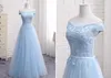 Cheap Off the Shoulder Cocktail Dresses Tulle Summer Bridesmaid Formal Prom Party Dresses with Applique