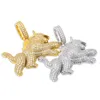 Iced Out Bling Animal Loup Chien Pendentif Collier Or Argent Plaqué Hommes Hip Hop Rock Bijoux Cadeau