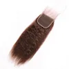 Chocoladebruin grove yaki Indian Human Hair 4bundels met sluiting 5 stcs Lot kinky recht #4 Medium bruin kanten sluiting 4x4 met weefsels