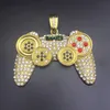 Hot Hip Hop Game Machine Handle Pendant Necklace Mens Full Crystal Heavy Fashion Iced Out controller