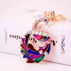 Colorful strass portachiavi anello in lega di fascino animale animale pavone tasto catena borsa pendente accessori auto portachiavi portachiavi donne decorazioni