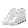 Hot Sale-genuine leather women Casual Shoes platform height increasing high heel shoes lace up soft sneakers