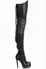 البيع الساخن-أحذية نساء عالية الأحذية أعلى جودة إيطالية مرنة PU Slip-on Boot Woman Stiletto الكعب أحذية الفخذ عالية الحذاء مثير zy465