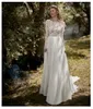 Boho Long Sleeves A Line Wedding Dress 2020 Robe de mariee Vintage Lace Top New Backless Long Sleeve Bridal Dress Chiffon Wedding Gowns