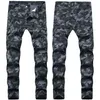 Jeans da uomo Salopette da uomo Camouflage Stretch Slim Fit Pantaloni lunghi Hip Hop blu denim Matita per uomo