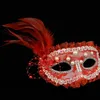 Halloween Maskerade Neue Spitze Maske Perle Feder Rote Maske Halbgesicht Prinzessin Maske Party Augenmasken