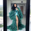 Ruffles Tulle Kimono Women Dress Sexy Robe Puffy Prom Party Dresses Puffy Sleeves African Cape Cloak Plus Size robe de soiree Preg8913499