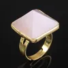 10 PCS Placcato argento Placcato Rannuncio dito Quadrato Pyramid Amethyst Stone Rose Quartz per gioielli di moda regalo