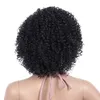 Perruques 1B Black Afro Curly Wigs pour femmes partie latérale Synthétique CHEVEUR CHELS CHEUR FULLE CHEUR AMÉRICAU