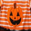 2019 Nuovo autunno bambino pagliaccetto di Halloween bambini zucca stampata a maniche lunghe tuta a righe abbigliamento bambini designer all'ingrosso costo di Halloween