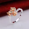 Anello Love Champagne Zircon in argento sterling placcato a caldo DJSR640 misura USA 7; classico piatto in argento 925 da donna con anelli di pietre laterali