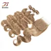 # 8 Ash blond human hår vävbuntar med stängning brasiliansk jungfru hår 3/4 buntar med 4x4 spets stängning remy mänskliga hårförlängningar