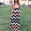 Summer Maxi Bohemian Dresses Bodycon Dresses Chevron Wave Dress Party Stripe Dress Sexy Long Casual Sleeveless Dresses LJJA2558