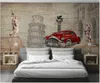 Individuelle Fototapete 3D Wandmalereien Tapeten europäischen nostalgischen Bau Auto Englisch Hintergrund Wandpapierwandbild für Wohnzimmer
